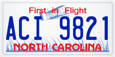 NC license plate ACI9821