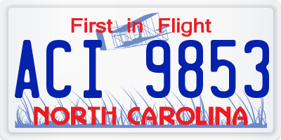 NC license plate ACI9853