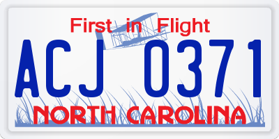 NC license plate ACJ0371