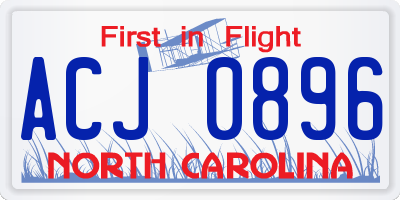 NC license plate ACJ0896