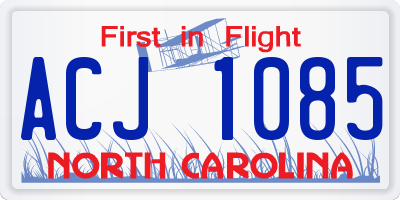 NC license plate ACJ1085