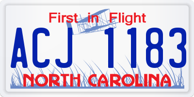 NC license plate ACJ1183