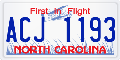 NC license plate ACJ1193