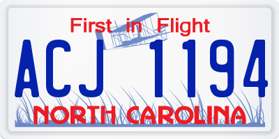 NC license plate ACJ1194