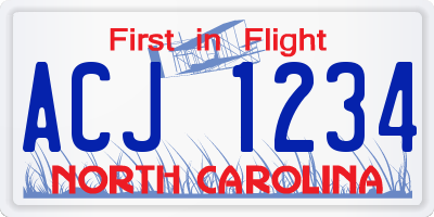 NC license plate ACJ1234