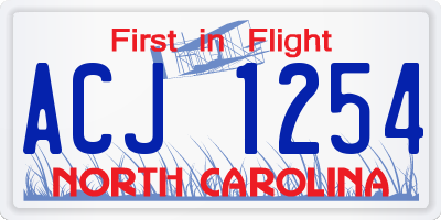 NC license plate ACJ1254