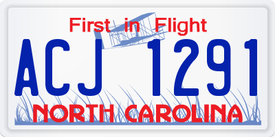 NC license plate ACJ1291
