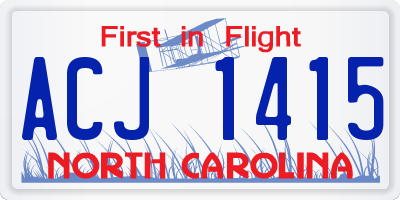 NC license plate ACJ1415