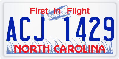 NC license plate ACJ1429