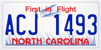 NC license plate ACJ1493