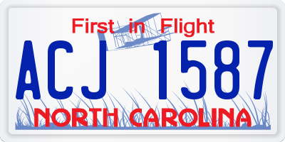NC license plate ACJ1587