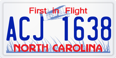NC license plate ACJ1638