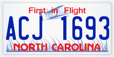 NC license plate ACJ1693