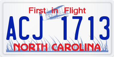 NC license plate ACJ1713