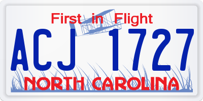 NC license plate ACJ1727