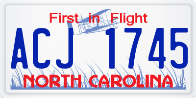 NC license plate ACJ1745