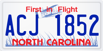 NC license plate ACJ1852