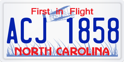 NC license plate ACJ1858