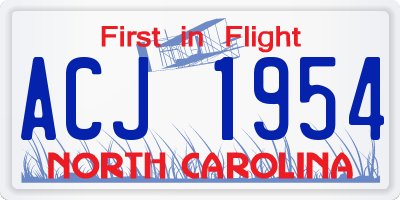 NC license plate ACJ1954
