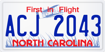 NC license plate ACJ2043