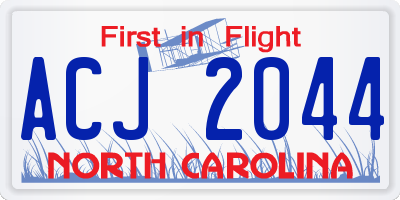 NC license plate ACJ2044