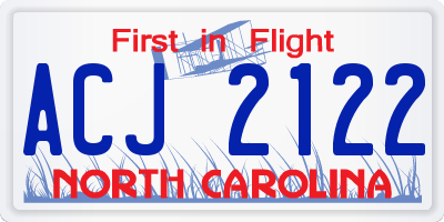 NC license plate ACJ2122