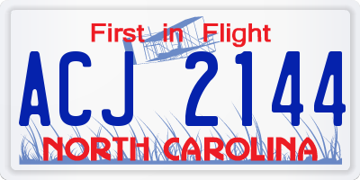 NC license plate ACJ2144