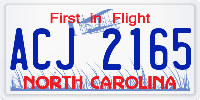 NC license plate ACJ2165