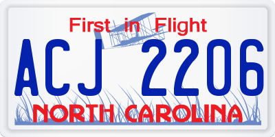 NC license plate ACJ2206