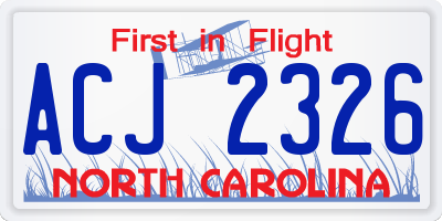NC license plate ACJ2326