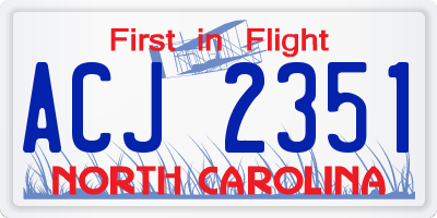 NC license plate ACJ2351