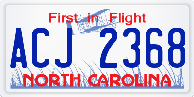 NC license plate ACJ2368