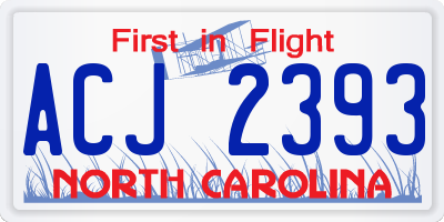 NC license plate ACJ2393