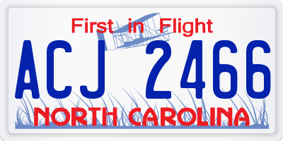 NC license plate ACJ2466
