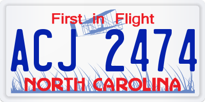 NC license plate ACJ2474