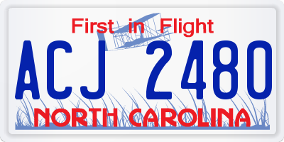 NC license plate ACJ2480