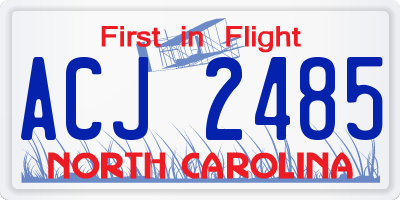 NC license plate ACJ2485