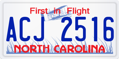 NC license plate ACJ2516