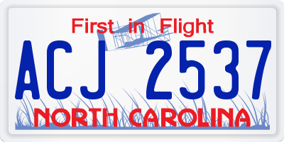 NC license plate ACJ2537