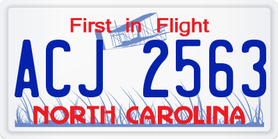 NC license plate ACJ2563