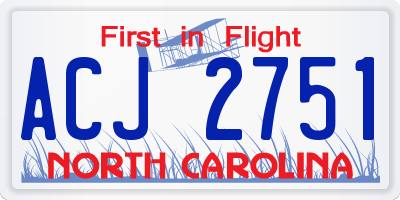 NC license plate ACJ2751