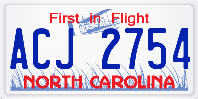 NC license plate ACJ2754
