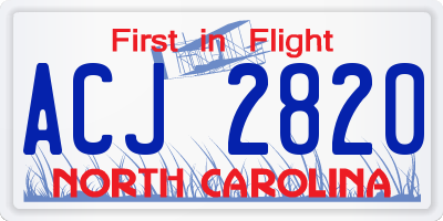 NC license plate ACJ2820