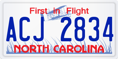 NC license plate ACJ2834