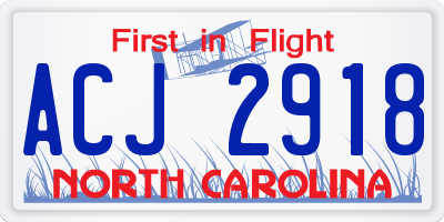 NC license plate ACJ2918