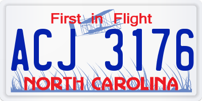 NC license plate ACJ3176