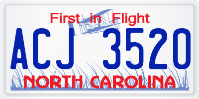 NC license plate ACJ3520
