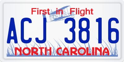 NC license plate ACJ3816