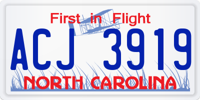 NC license plate ACJ3919
