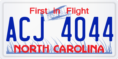 NC license plate ACJ4044